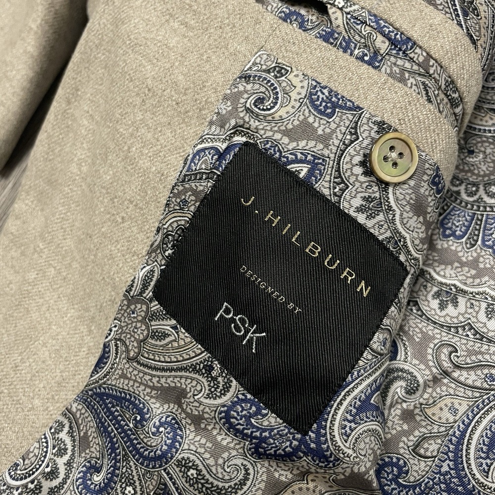 Loro Piana Blazer Jacket Men 43R Beige J. Hilburn Sport Coat Paisley Lined - Picture 5 of 12